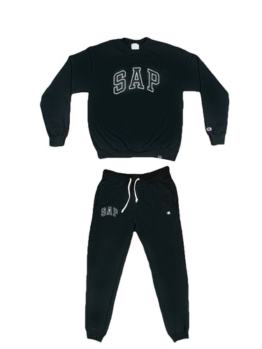 black S.A.P. x Champion track suit