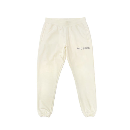 cream “keep going” sweat pants