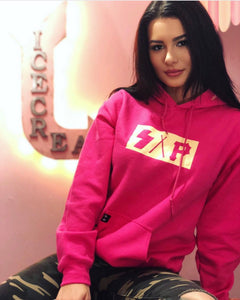 magenta / cream box logo S.A.P. hoodie