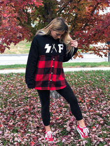 black/buffalo plaid S.A.P. flannel/hoodie