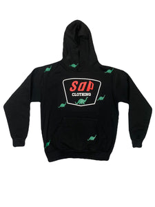 black S.A.P. dino fleece hoodie