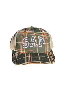 green/ toast/ khaki plaid trucker cap