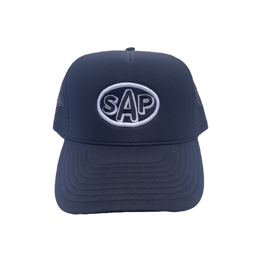 black / white SAP trucker cap