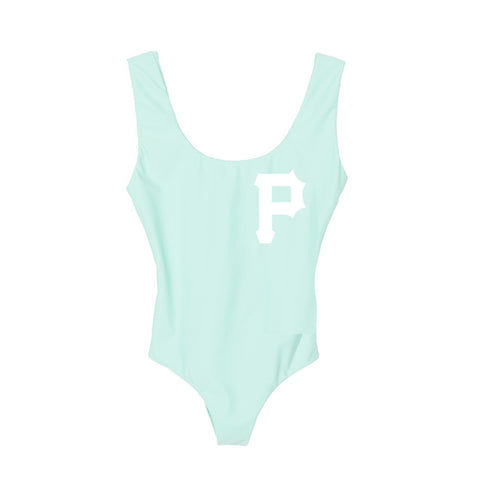 mint “P” swim suit